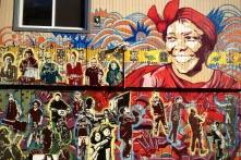 San Francisco street mural by Kate Decicco and Delvin Kenobe, celebrating the life of human rights and environmental activist Wangari Maathai.