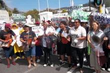Wxmen's Budget Collective protest outside Parliament on day of budget speech