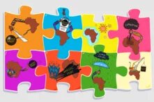 Illustration of the debt crisis in Africa: Puzzle pieces that address debt in different ways.