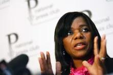 Public Protector Thuli Madonsela announces her findings on scandalous lease dealings at the National Press Club on July 14, 2011 in Pretoria.