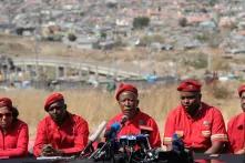 EFF leaders during the party's media conference regarding coalitions following the 2016 local government elections.