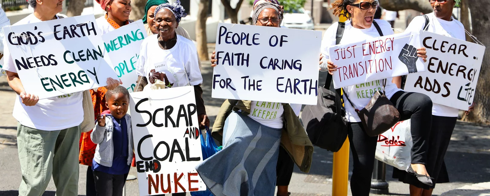 CAPE TOWN, SOUTH AFRICA: Wednesday 21 November 2018: Delegates participate in the Southern African Faith Communities' Environment Institute (SAFCEI) which hosted a People's Power Learning Fest at the Tshisimani Training Centre in Mowbray. The delegates then proceeded to protest outside the gates of Parliament.  Photo by Roger Sedres for SAFCEI