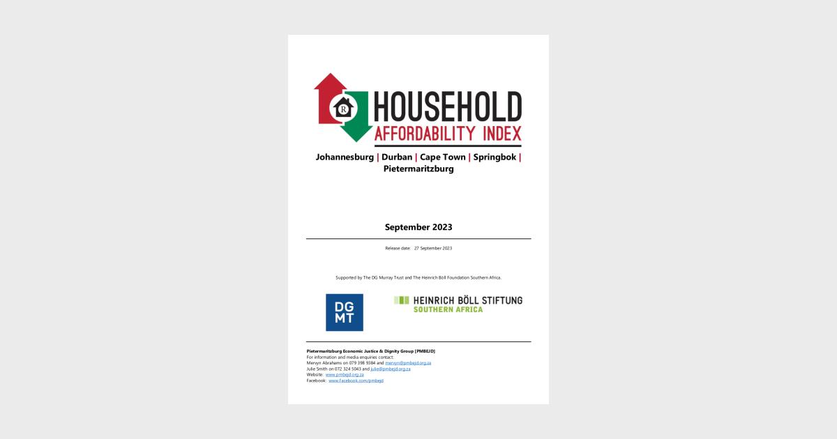 September 2023 Household Affordability Index and Key Data  Heinrich Böll Stiftung  Cape Town 