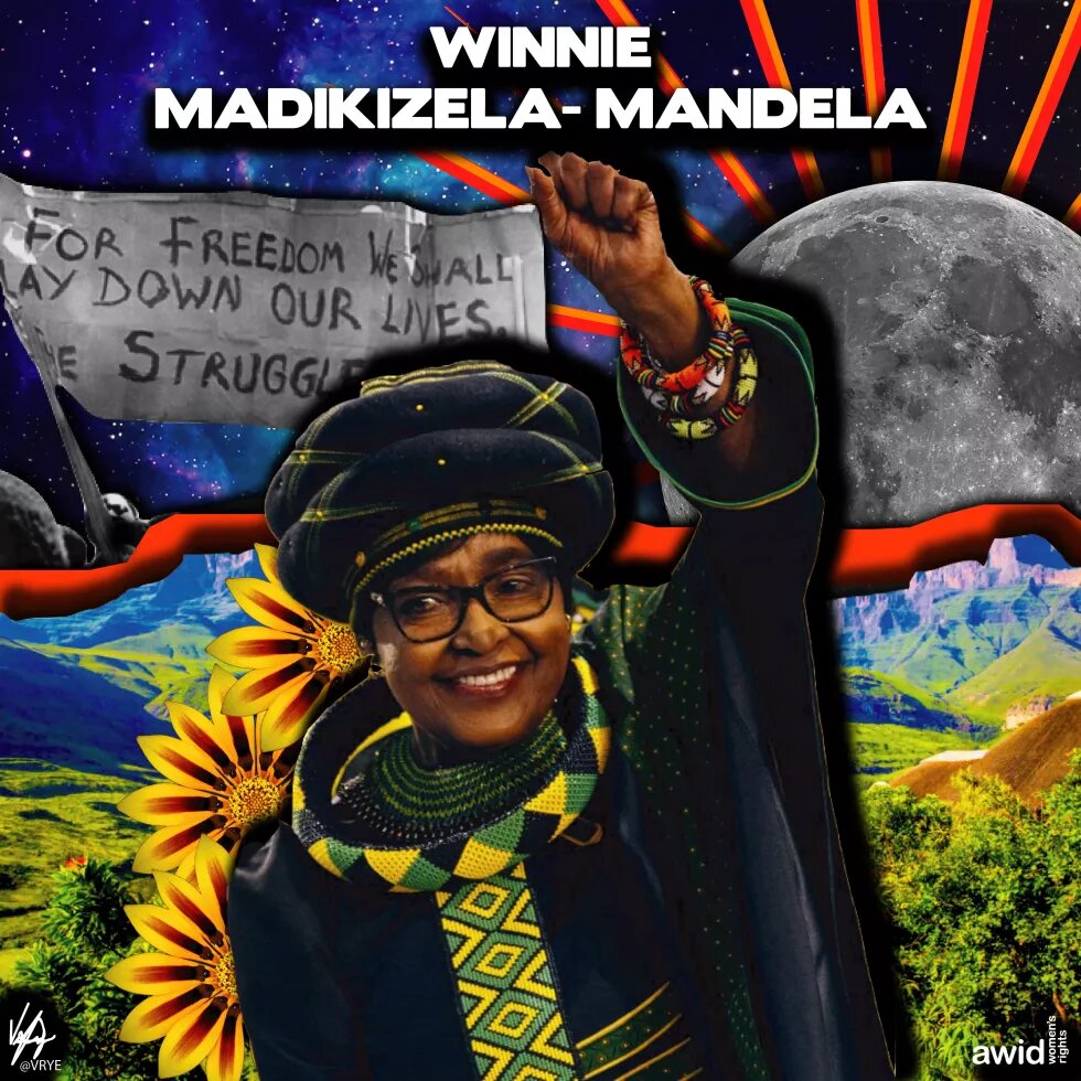 Portrait of Winnie Madikizela-Mandela by Vienna Rye, commissioned in 2018 by the Association for Women’s Rights in Development (AWID) as a tribute to women human rights defenders who are no longer with us.