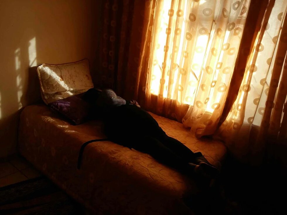 Woman at a shelter for abused women and their children Woman at a shelter for abused women and their children
