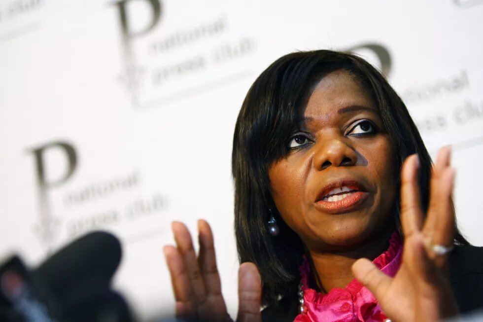 Public Protector Thuli Madonsela announces her findings on scandalous lease dealings at the National Press Club on July 14, 2011 in Pretoria.