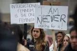 A woman advocates intersectional feminism at a protest in South Africa